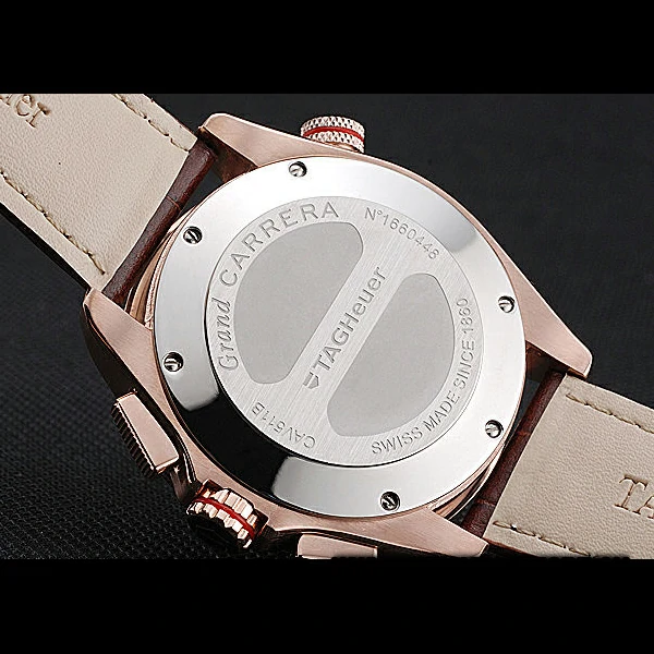 Tag Heuer Carrera Rose Gold Case White Dial Brown Leather Strap new58751