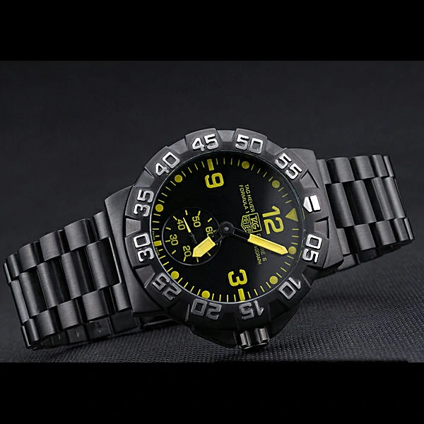 Tag Heuer Formula One Grande Date Black Dial Yellow Numerals Ion Plated Steinless Steel Bracele new60189
