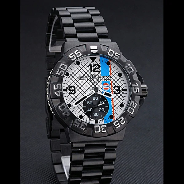Tag Heuer Formula One Special Gulf Edition White And Blue Dial Ion Plated Steinless Steel Brace new60185