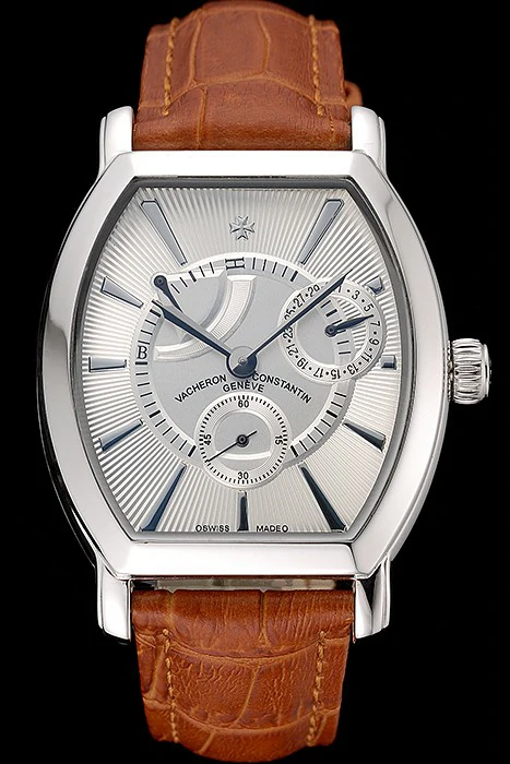 Vacheron Constantin Malte White Dial Stainless Steel Case Brown Leather Bracelet new74652