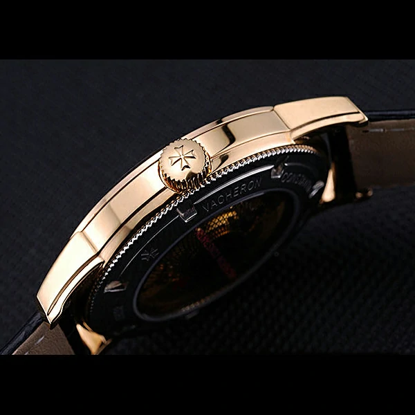 Vacheron Constantin Patrimony Traditionnelle Gold Case Black Leather Bracelet new60447
