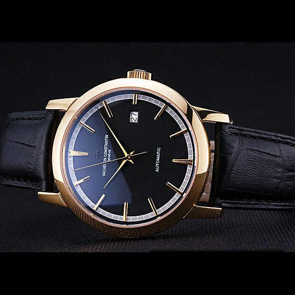 Vacheron Constantin Patrimony Traditionnelle Gold Case Black Leather Bracelet new60447