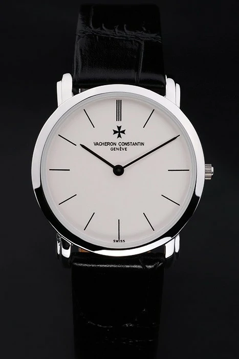 Vacheron Constantin Patrimony White Stainless Steel Case Black Leather Bracelet new16611