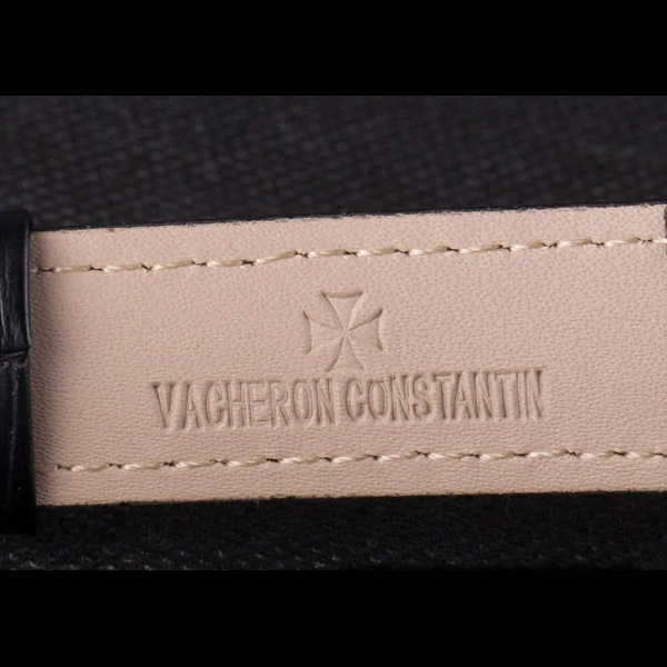 Vacheron Constantin White Skeleton Watch with Rose Silver Bezel and Black Leather Strap new59631